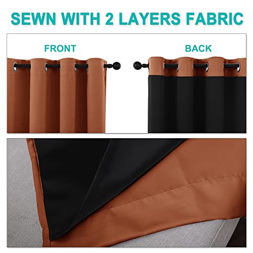 100% Blackout Curtains for Windows (Burnt Orange / 52"W x 120"L (Pack of 2))