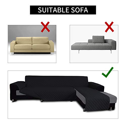 Reversible L Shape Sectional Couch Cover (X-Large / Black/Black)