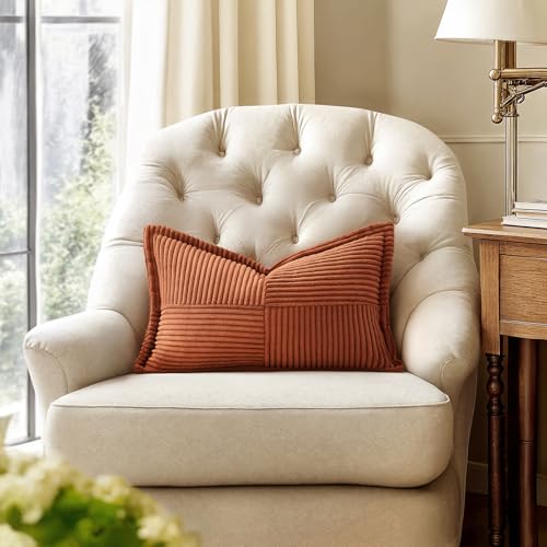 Fall Rust Decorative Lumbar Throw Pillow Covers 12x20 Inch (Rust / 20" x 12" (Pack of 2))