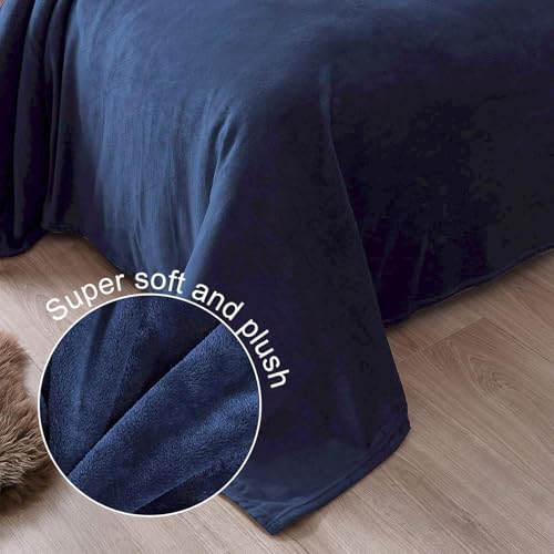 Soft Fleece Blanket Queen Size for Bed (Navy Blue / Queen (90" x 90"))
