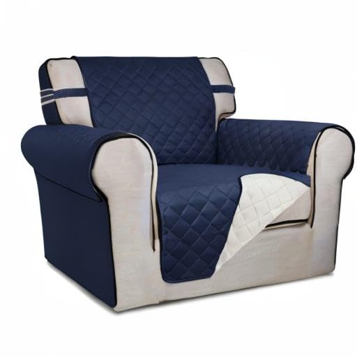 Reversible Chair Sofa Cover Dog Couch Covers for Sofa (Small / Navy/Ivory)