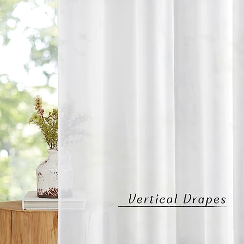 Voile White Sheer Curtains 84 inches Long for Sliding Glass Door (White / 66"W x 84"L (Pack of 2))