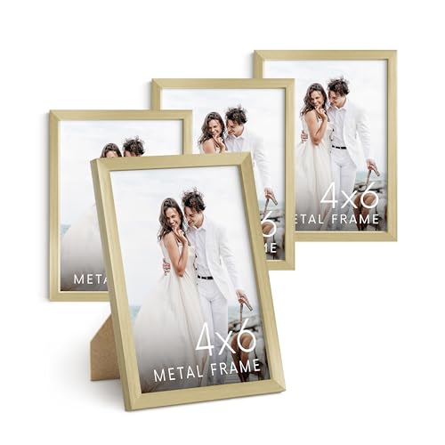 4x6 Gold Metal Picture Frames (Set of 04 / Gold Metal / 4x6 in)