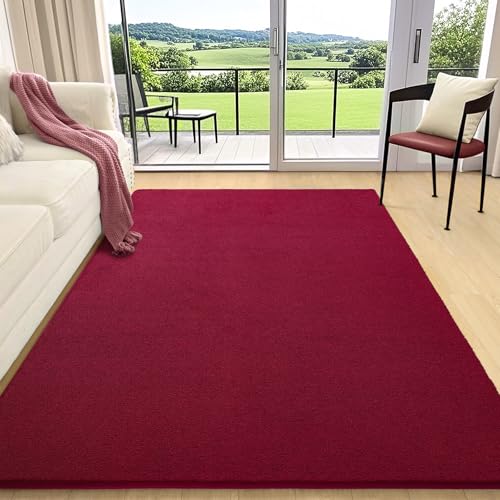6x9 Area Rugs for Living Room Non Slip Dorm Bedroom Rug (6' x 9' (Rectangular) / Wine Red)