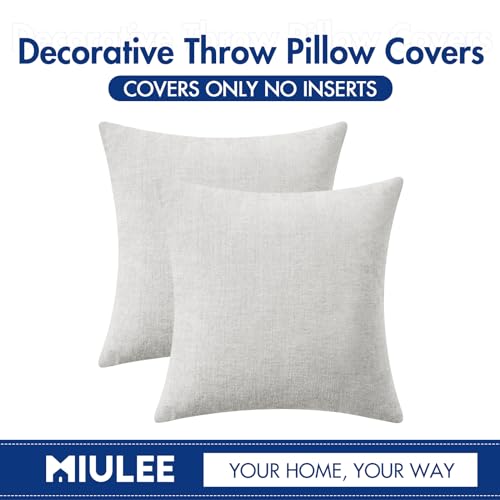 Soft Chenille Throw Pillow Covers Light Gray 16x16 Inch Pack of 2 (16" x 16" (Pack of 2) / Moonbeam Gray)