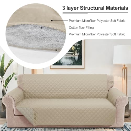 Oversized Sofa Cover for 3 Cushion (Sand/Beige / Sofa Xl - Xl Large (78"))