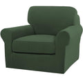 2 Piece Chair Covers Armchair Slipcovers for Living Room Armchair Sofa Cover with Individual Cushion Covers Feature Jacquard Fabric (Armchair (1 Cushion) / Bronze Green)