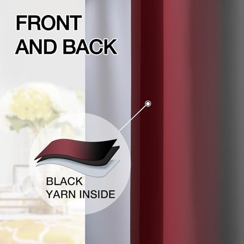 Ombre Burgundy and Black Room Darkening Curtains 84 inch Length (52"W x 84"L (Pack of 2) / Burgundy and Black)