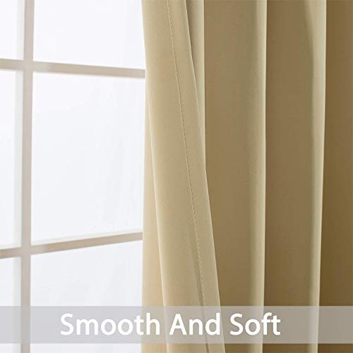 Room Darkening Curtains 52x84 inch Length Beige (Beige / 52"W x 84"L (Pack of 2))