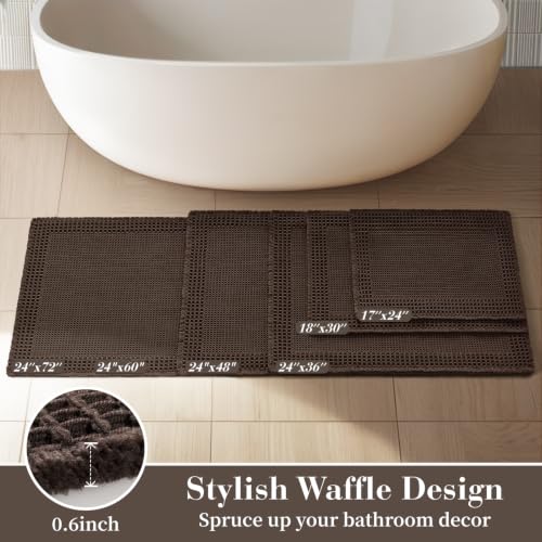 Waffle Bathroom Runner Rugs (Chocolate / 2' X 4')