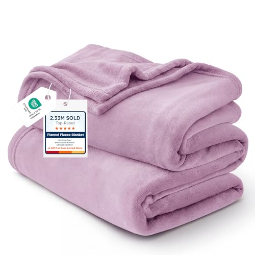 Fleece Blanket Throw Blanket (Light Purple / Throw (50" X 60"))