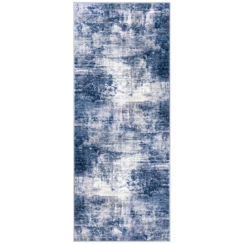 Abstract Runner Rug 2x5 Ft Washable Runners for Hallways (Navy/Grey/White / 2' x 5' (Rectangular))