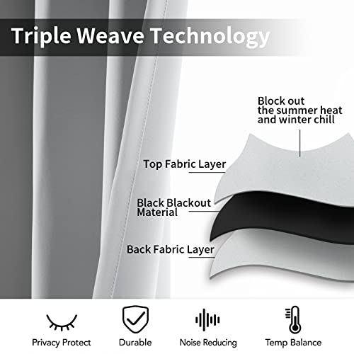Room Darkening Curtains 52x63 inch Greyish White (Greyish White / 52"W x 63"L (Pack of 2))
