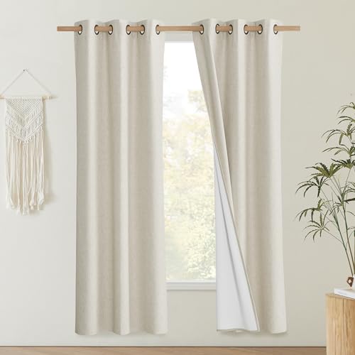 Natural Blackout Curtains for Bedroom 34" Wide x 70" Long 2 Panels (34"W x 70"L (Pack of 2) / Natural)