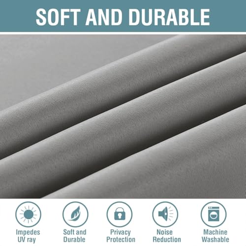 Grey Blackout Curtains for Bedroom Thermal Insulated Room Darkening Blackout Curtain Panel for Door (52"W x 120"L (Pack of 1) / Dove Gray)