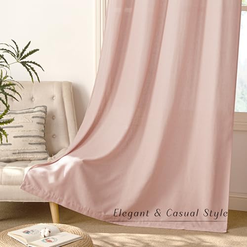 Linen Light Pink Sheer Curtains for Girls Room (Light Pink / 55"W x 84"L (Pack of 2))