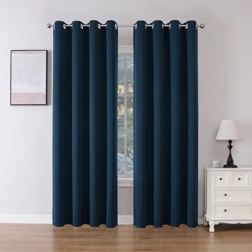 Blackout Curtains 90 inch Long 2 Panels Set (Navy Blue / 52"W x 90"L (Pack of 2))