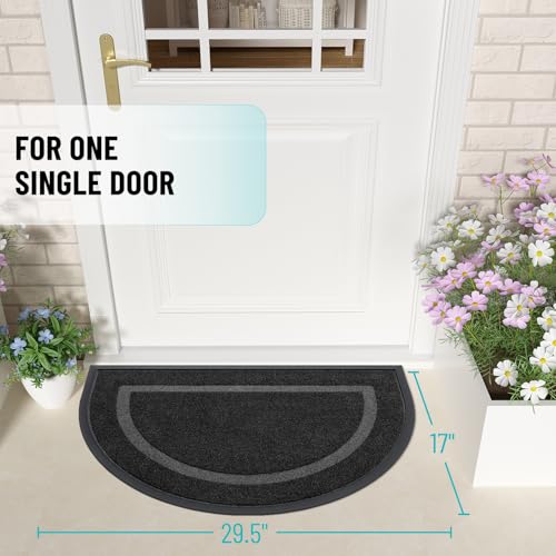Half Circle Front Door Mat Outside 29.5x17 All (Black / 29.5" x 17")
