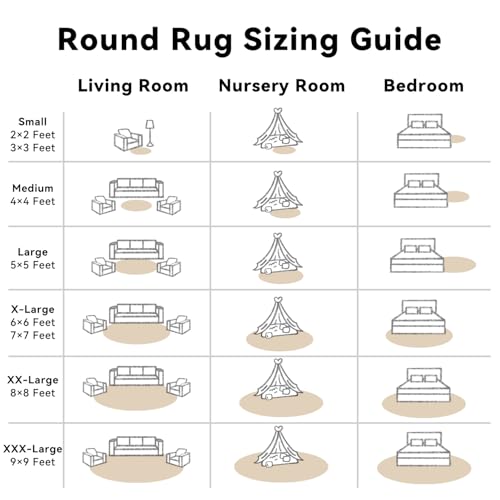 Beige Round Rugs for Bedroom (6 Ft Round / Beige)