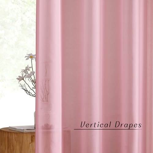 Pink Sheer Curtains 2 Panels for Girls Room (Pink / 54"W x 84"L (Pack of 2))