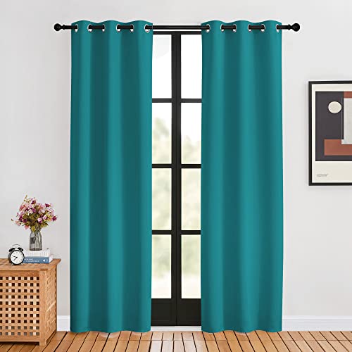 Room Darkening Curtains 80 inch Length 2 Panels (Peacock Teal / 34"W x 80"L (Pack of 2))