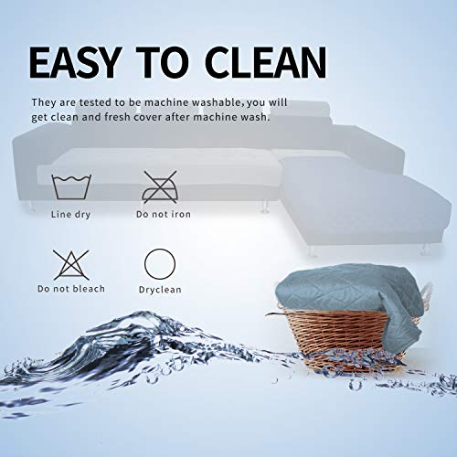 Sectional Couch Covers for Dogs L Shape Sofa Cover Reversible Sofa Slipcover Chaise Lounge Cover Furniture Protector Cover for Pets Dog Cat (42" x 52" / Light Blue/Light Blue)