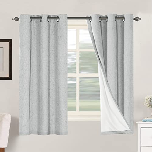 100% Blackout Linen Curtains 63" L 2 Panels Glacier Gray (Glacier Gray / 42"W x 63"L (Pack of 2))