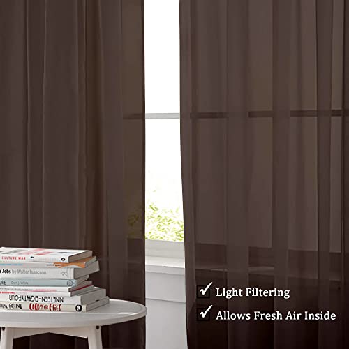 Chocolate Sheer Curtains 96 Inch Length (Chocolate / 42"W x 95"L (Pack of 2))