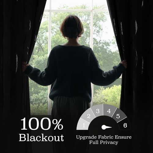 100% Blackout Print Curtains 84 inch Long (100% Blackout - Silver Grey / 52"W x 84"L (Pack of 2))