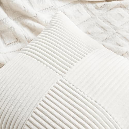 2 Packs Cream White Samll Decorative Throw Pillow Covers 14x14 Inch with for Couch Bed Sofa (Cream White / 14" x 14" (Pack of 2))