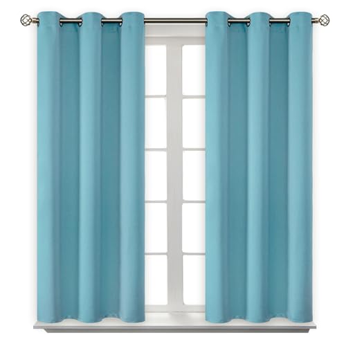 Short Curtains for Small Window 54 Inch Long (Aqua / 38"W x 54"L (Pack of 2))