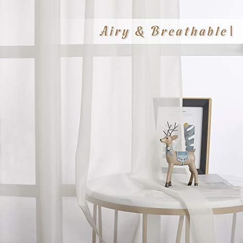 Beige Sheer Curtains 90 inch Length (Beige / 54"W x 90"L (Pack of 2))