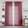Sheer Curtains 96 Inch Long (Burgundy / 42"W x 96"L (Pack of 2))