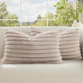 Fall Faux Fur Throw Pillow Covers 12x20 Set of 2 Tan (Tan / 20" x 12" (Pack of 2))