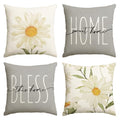 Home Sweet Home Spring Summer Flowers Throw Pillow Covers (Grey / 18" x 18" (Pack of 4))
