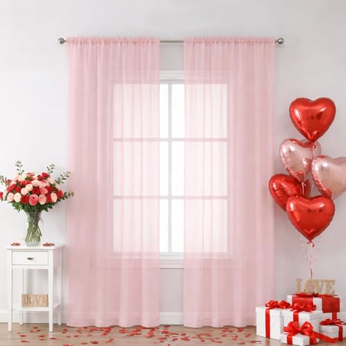 Blush Pink Sheer Curtains 84 Inches Long 2 Panels (Blush Pink / 42"W x 84"L (Pack of 2))