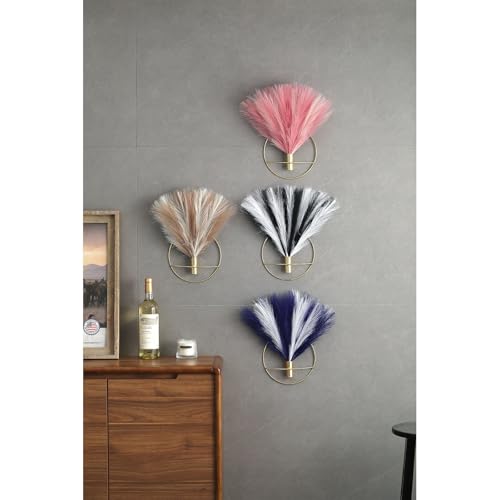 Boho Pampas Wall Decor Black Metal Wall (35-pampas-OldGreen&White - Black Ring / S 7.8inch (Black Ring))