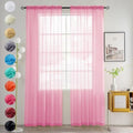 Solid Sheer Rod Pocket Curtain Voile Draperies 2 Panels White Beige Black Grey Coffee 52 Inch Width 45 Inch Long 1 Pair for Kitchen Bedroom Children Living Room Yard (Pink / 52"W x 45"L (Pack of 2))