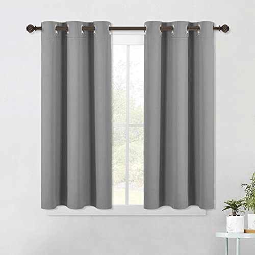 Silver Grey Small Window Blackout Curtain Panels for Bedroom (Silver Gray / 42"W x 45"L (Pack of 2))