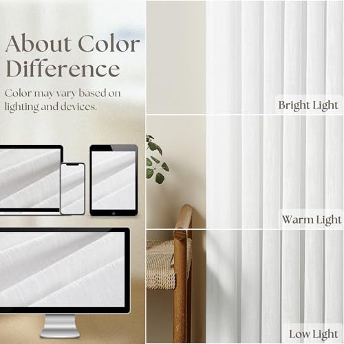 Snow White Pinch Pleated Linen Curtains 92 Inches Long 2 Panels (Snow White / 40"W x 92"L (Pack of 2))