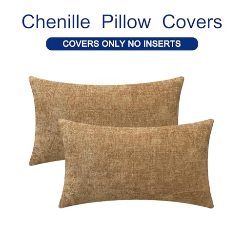 Decorative Couch Throw Pillow Covers 20 X 12 Inches Apricot Brown (20" x 12" (Pack of 2) / Apricot Brown)