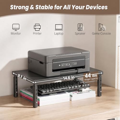 Adjustable Monitor Stand Riser for Desk (Black / 1-tier)