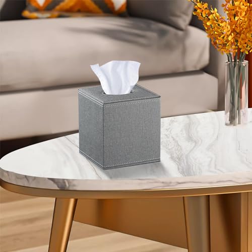Linen Tissue Box Cover Square (Gray Cloth / Large)