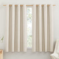 100% Absolutely Blackout Linen Curtains with Thermal Insulated White Liner (52"W x 45"L (Pack of 2) / Beige)