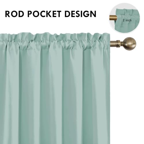 Wide Blackout Curtains for Bedroom 60 x 63 Inch Long Sage Green (Sage Green / 60"W x 63"L (Pack of 2))