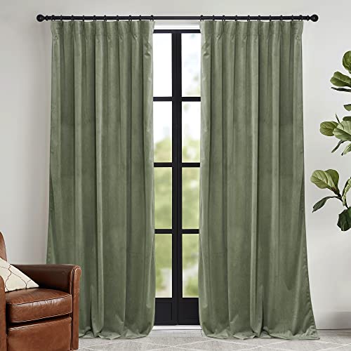 Sage Green Velvet Curtains 84 inches for Bedroom Living Room (Sage Green / 52"W x 84"L (Pack of 2))