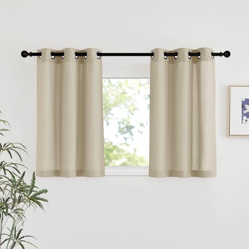 Angora Linen Kitchen Window Curtains Over Sink (Angora / 34"W x 36"L (Pack of 2))