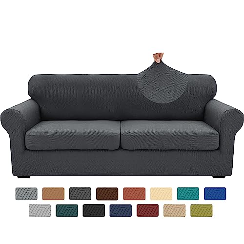 3 Piece Stretch Sofa Cover (71"-91"(2 Cushions) / Dark Gray)