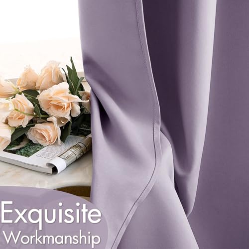 Lilac Blackout Bedroom Curtains Drapes 72 Inch Long 52"x72" (Lilac / 52"W x 72"L (Pack of 2))