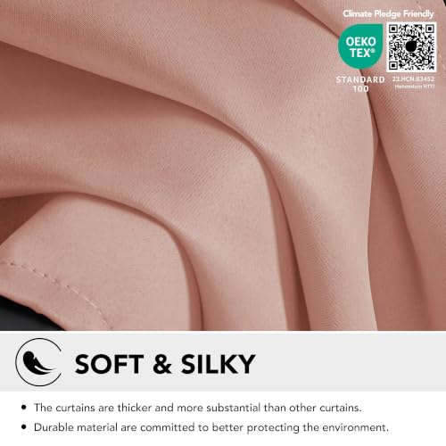Blackout Curtains for Bedroom (Coral Pink / 52"W x 45"L (Pack of 2))